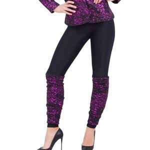 Terez Starry Night Fuschia Foil Leg Warmer Leggings - Size Small